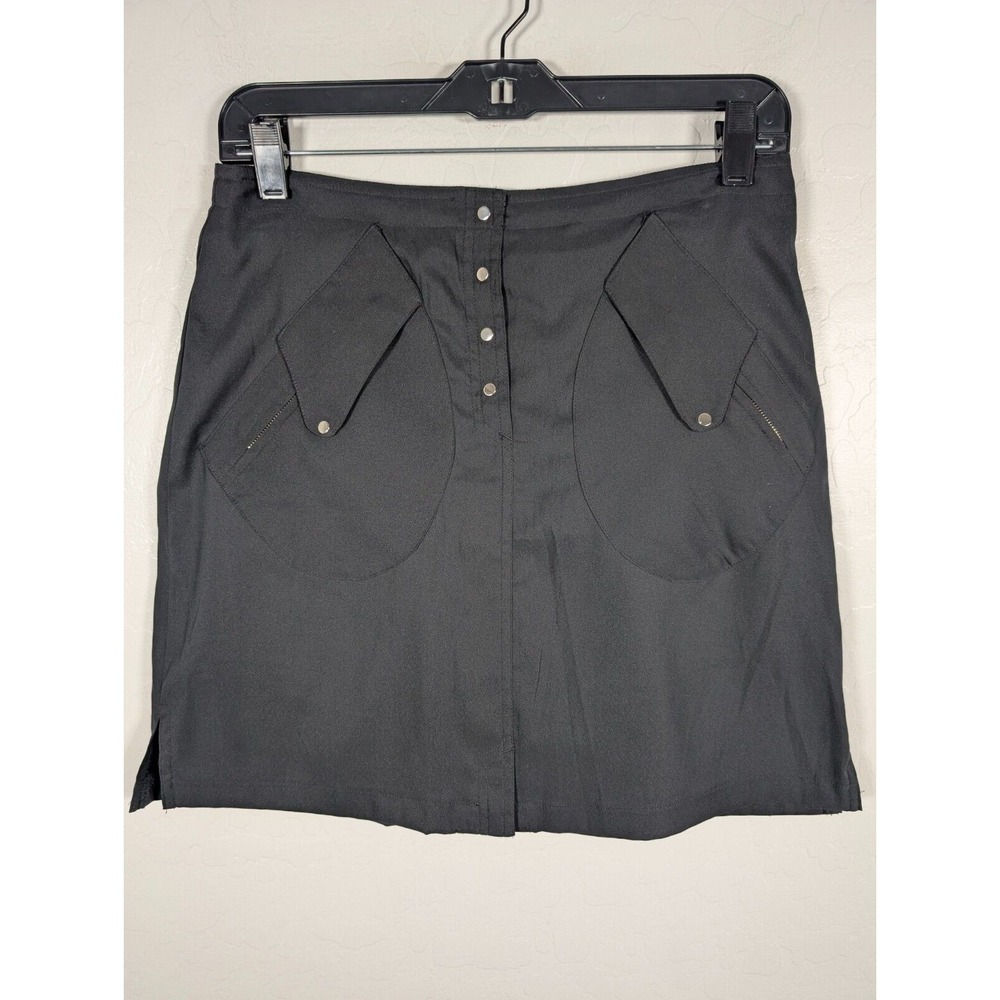 Jamie Sadock Skort Womens 4 Black Golf Tennis Zip Pockets Lined‎ Snap Buttons